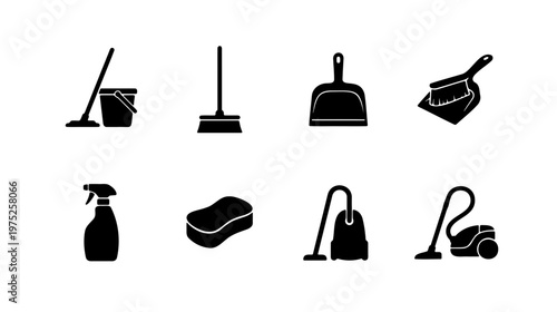 Cleaning supplies and equipment vector illustration for home cleaning and housekeeping services