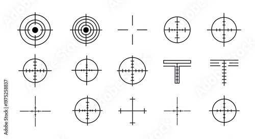 Crosshair Targeting Icons Set - Precision Aim and Focus Symbols