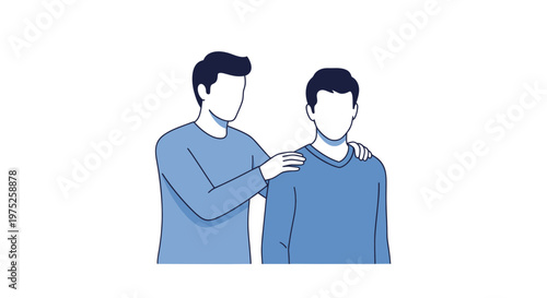 Man comforting friend, support and empathy, helping hand gesture, solidarity concept