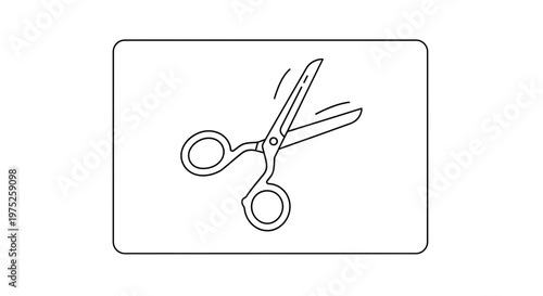 Open Scissors Icon, Simple Line Art Illustration, Cutting Tool Symbol