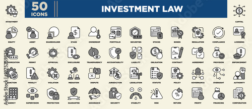 Investment Law Icon Sheet Black Grey