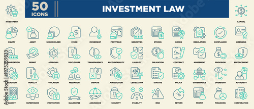 Investment Law Icon Sheet Line Color