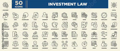 Investment Law Icon Sheet Line Black
