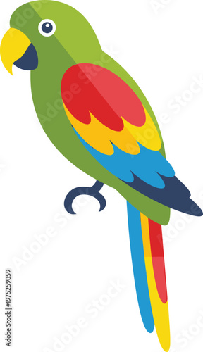 Colorful parrot in vibrant multicolored plumage on for kids education Transparent Background