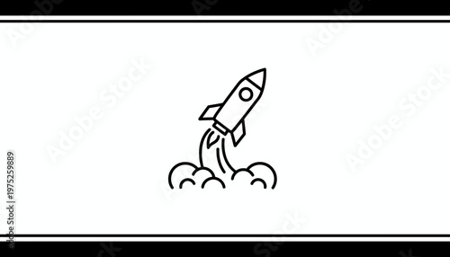 Rocket Launching into Space, Startup Business Concept, Innovation and Future