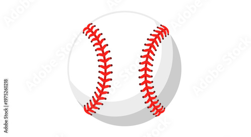 Close-up of a White Baseball with Red Stitching on a White Background