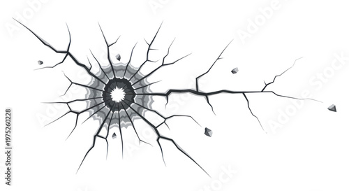 Cracked Surface with Bullet Hole and Debris