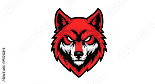 Fierce Red Wolf Head Mascot Logo - Aggressive Animal Art