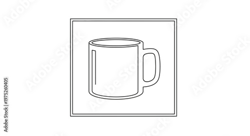 Simple Line Art Drawing of a Coffee Mug with Handle