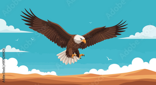 American Bald Eagle Flying.