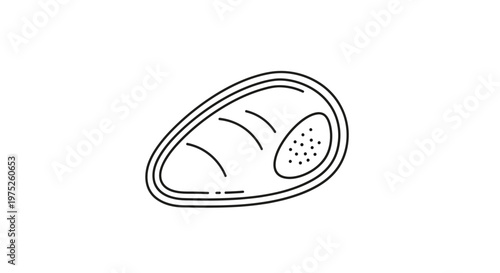 Simple Line Art Icon of a Loaf of Bread, Bakery Food Symbol