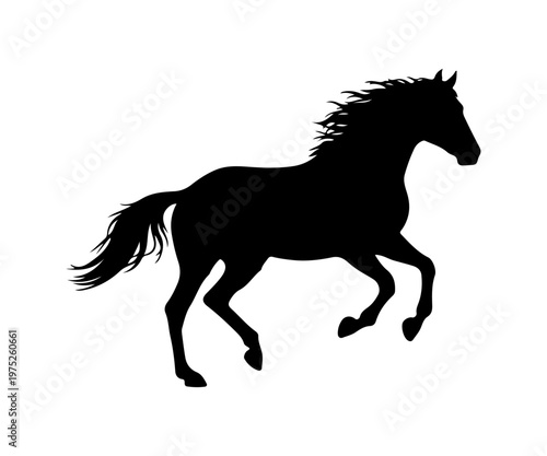 Running horse silhouette isolated on white background. animal icon.