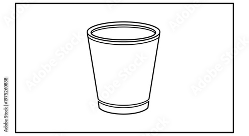 Simple Line Art Icon of a White Cup, Minimalist Vector Illustration
