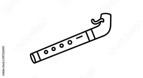 Simple Line Drawing of a Wooden Irish Flute, Musical Instrument Icon