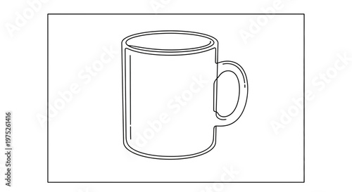 Simple Line Drawing of a White Mug
