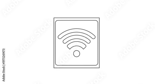 Simple outline icon of a Wi-Fi signal strength indicator within a square frame, isolated on white background.