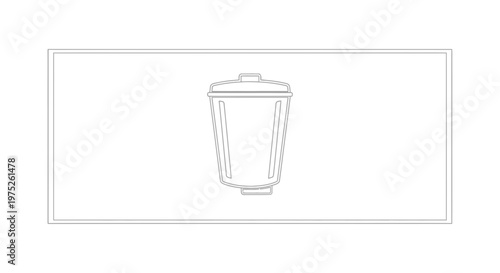 Simple outline illustration of a trash can, vector graphic, clean design