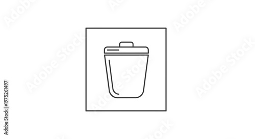 Simple trash can icon in a square frame, clean design, vector illustration