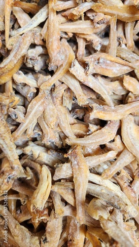 Dried salty anchovy or ikan teri asin