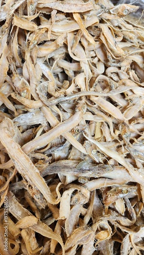 Dried salty anchovy or ikan teri asin