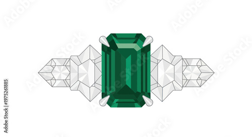 Emerald Cut Emerald Ring with Diamond Accents