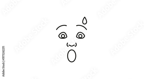Surprised Face Emoji with Sweat Drop - Shocked Expression
