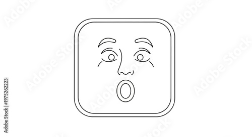 Surprised Face Emoji Outline, Shocked Expression, Wow Emotion, Vector Art