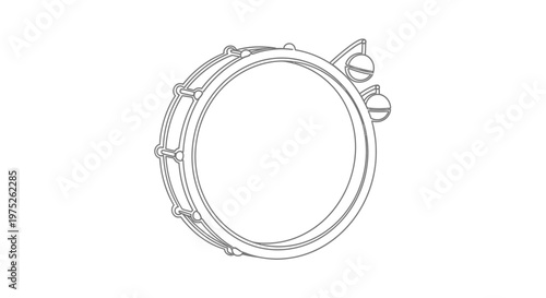 Tambourine Drum Outline Vector Illustration
