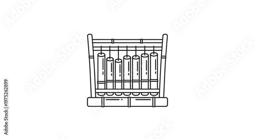 Traditional Indonesian Gamelan Instrument, Angklung, Bamboo Musical Instrument Vector Icon