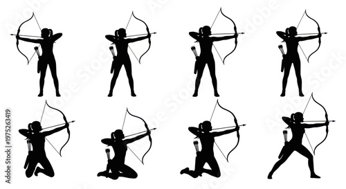 Archer Silhouette Collection: Dynamic Poses for Archery and Sport