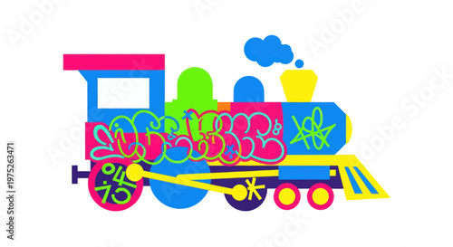 Colorful Graffiti Train Art - Urban Style Locomotive Illustration