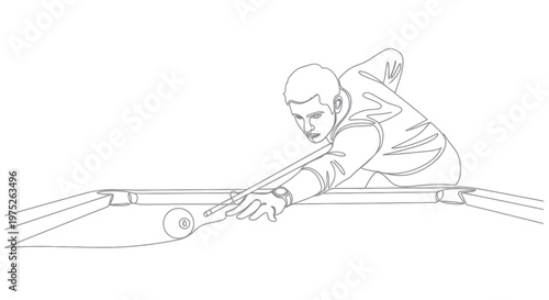 Man Playing Billiards, Pool Player Aiming Cue Ball on Table, Sports Game