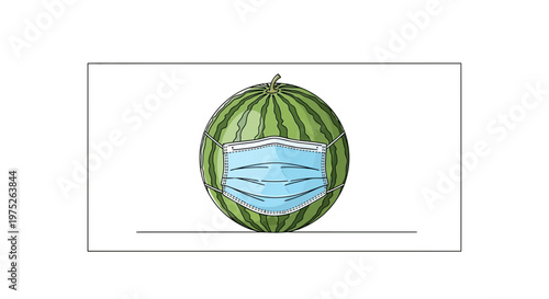 Watermelon Wearing Medical Face Mask - Health Protection Concept