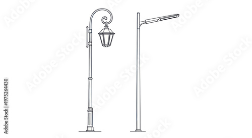 Old Lantern Streetlight vs Modern LED Lamp Post Comparison