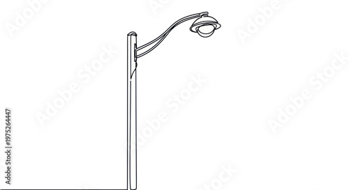 Simple Line Art Illustration of a Street Lamp Post