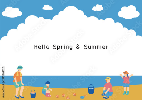 潮干狩りを楽しむ家族