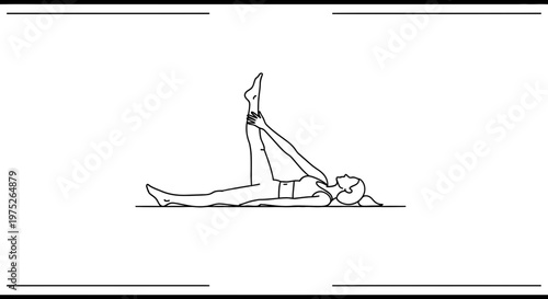 Woman stretching leg lying on back, fitness exercise, yoga pose, healthy lifestyle
