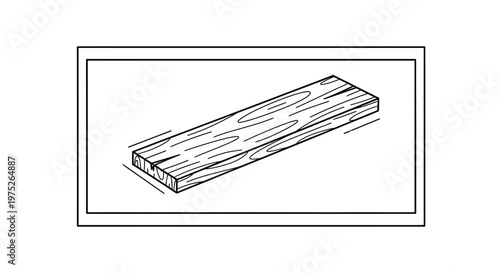 Wooden Plank Isolated on White Background, Construction Material, Wood Grain Texture