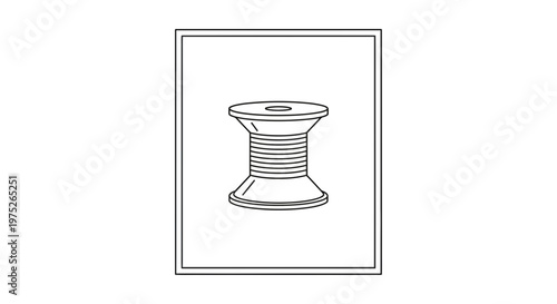 Industrial Bobbin Spool Line Drawing Illustration