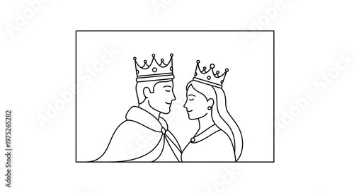 King and Queen Couple in Crowns, Romantic Royal Portrait