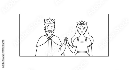 King and Queen Holding Hands, Royal Couple, Love, Partnership, Fairy Tale Characters