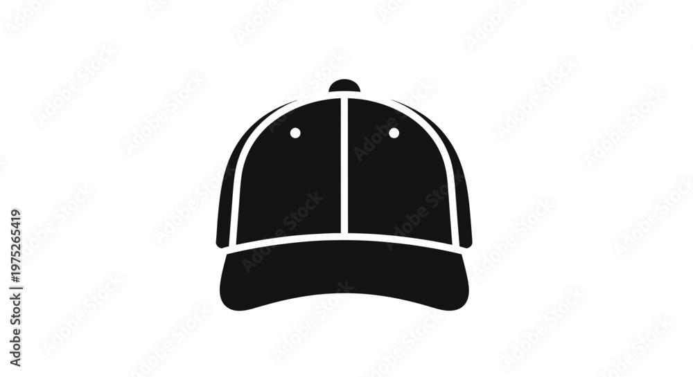 Fototapeta premium Black baseball cap icon, simple vector illustration on white background