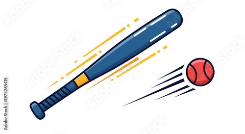 Baseball Bat and Ball in Motion - Sport Action Illustration