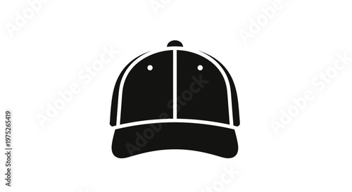 Black baseball cap icon, simple vector illustration on white background