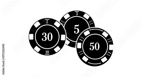 Casino Chips Stacked Isolated on White Background
