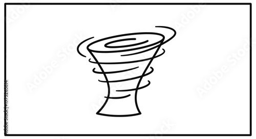 Hand-drawn tornado illustration, swirling storm, weather symbol, wind vortex, abstract natural disaster