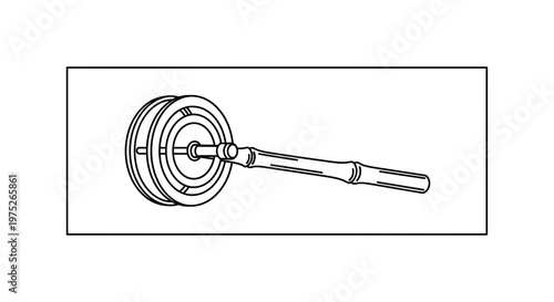 Handheld Tibetan Prayer Wheel with Wooden Handle - Buddhist Meditation Tool