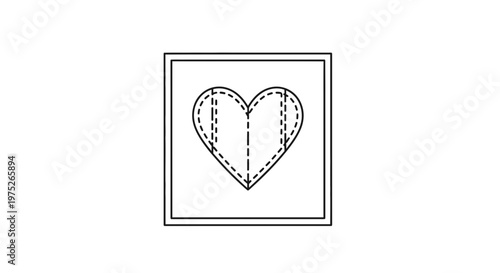 Heart Shape Outline with Dashed Lines for Sewing or Crafting