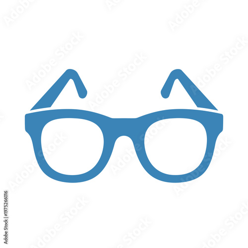 Simple blue glasses icon for vision and style applications