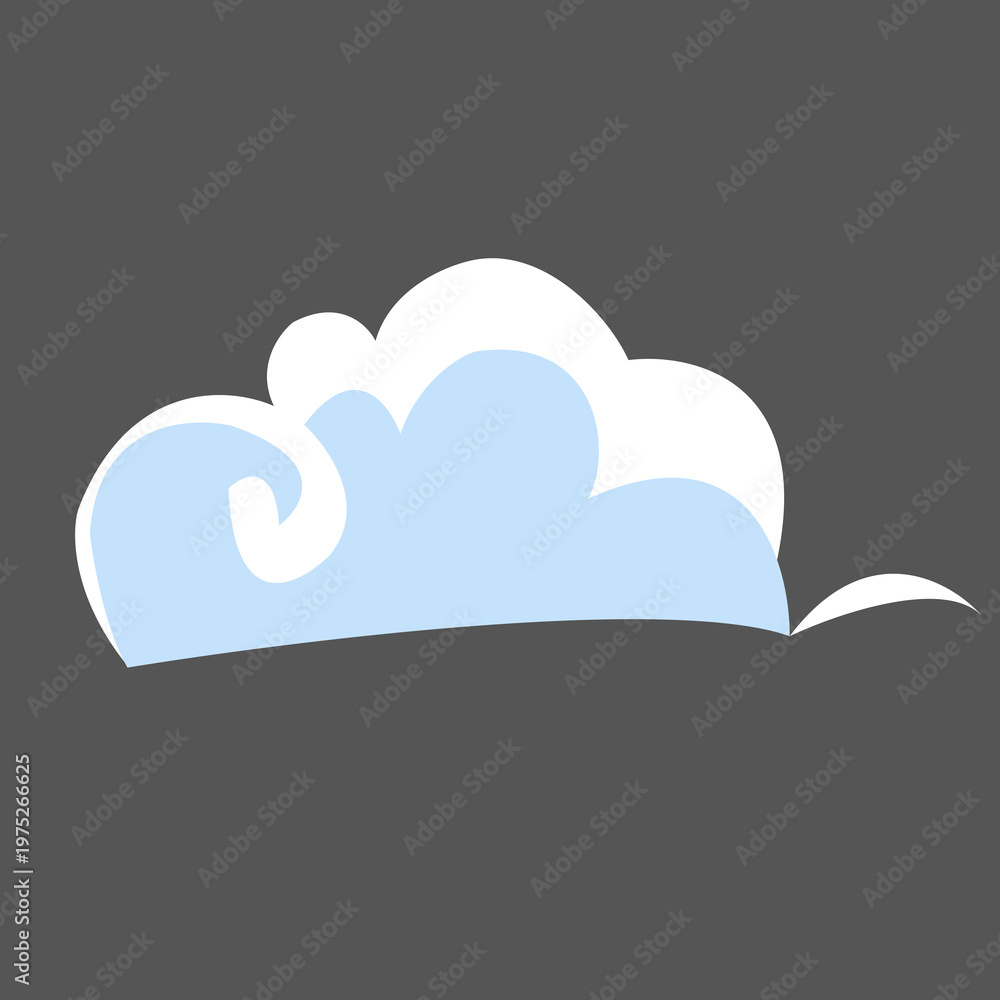 Fototapeta premium Minimalist white cloud element for sky background. Simple weather icon vector illustration. Cartoon nature design element